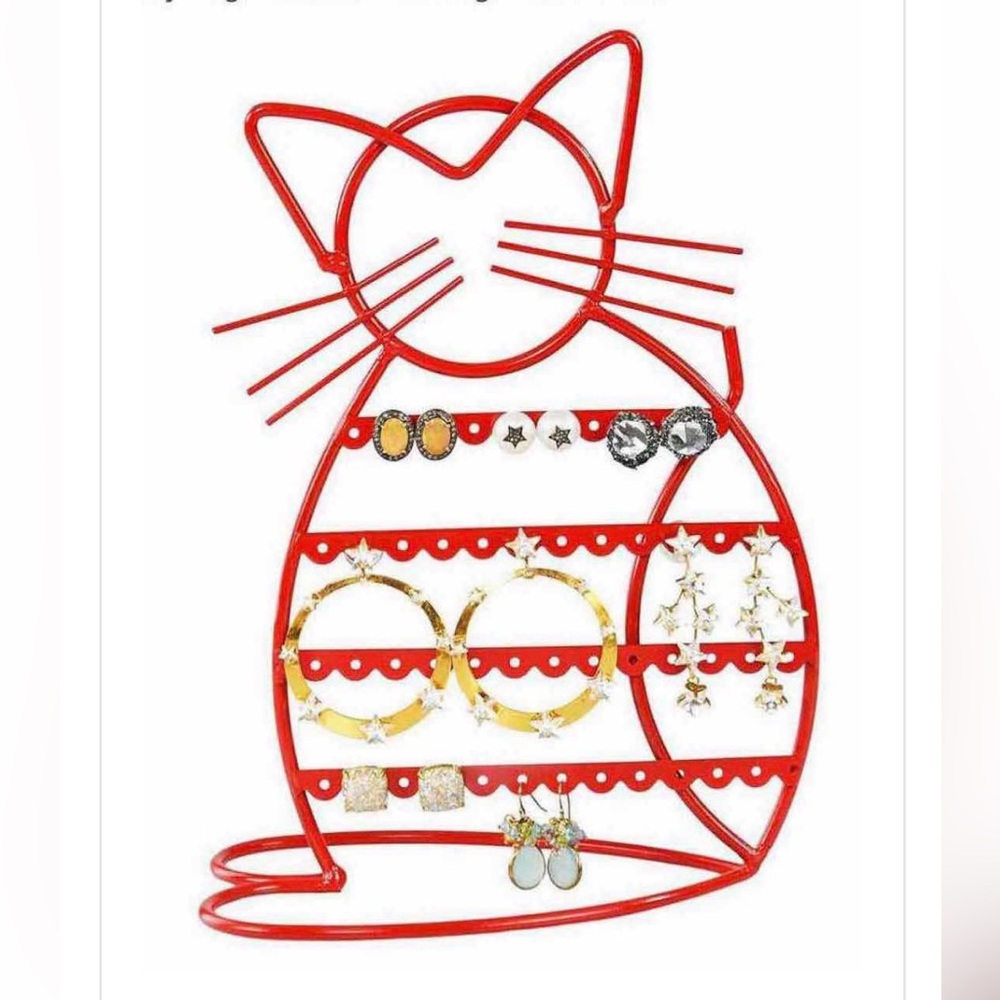 Red Cat-Shaped Jewelry Holder